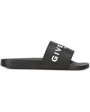 Givenchy And Logo Rubber Slides - Black