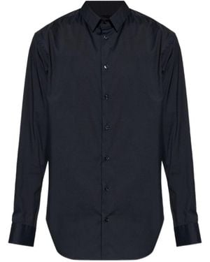 Giorgio Armani Curved Hem Buttoned Shirt - Blue