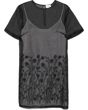 P.A.R.O.S.H. Flora-Detail Midi Dress - Black