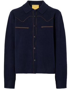 Guest In Residence Western Cropped Cashmere Cardigan - Blue