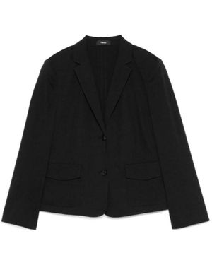 Theory Lapel Long-Sleeved Suit Jacket - Black