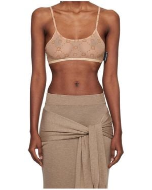 Marine Serre Transparent Elastic Mesh French Bra - Brown