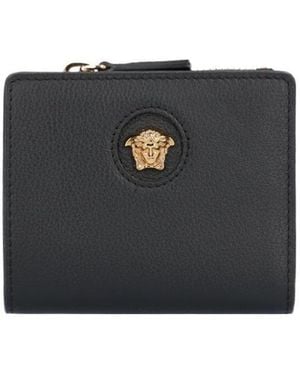 Versace La Medusa Plaque Bi-Fold Wallet - Black