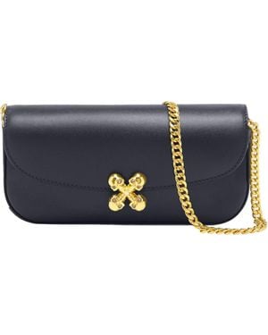 McQueen Small Skull Flower Embellished Shoulder Bag - Blue