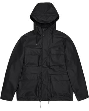 Rains Long-Sleeved Hooded Raincoat - Black