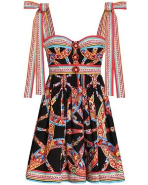 Dolce & Gabbana Carretto-Print Poplin Dress - Red