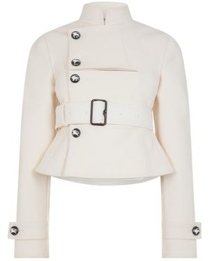 Burberry Stretch Cotton Blend Tailored Jacket - White