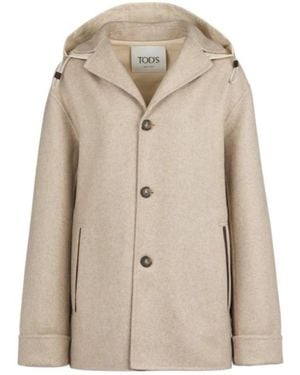 Tod's Belted Hooded Jacket - Natural