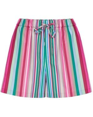 Valentino Stripes Popeline 75 Shorts - Red
