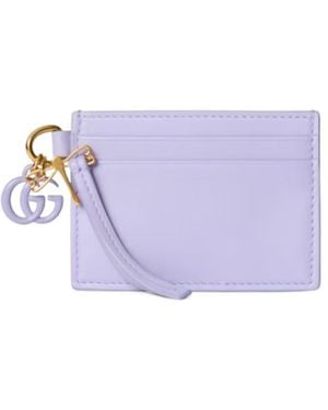 Gucci Card Case With Double G And Dragonfly Charm - Purple