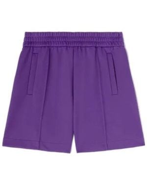 Palm Angels Back Curved Logo Track Shorts - Purple