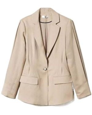 Twinset Pleated-Detail Blazer - Natural