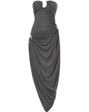 Christopher Esber Orica Ruched Jersey Strapless Dress - Grey