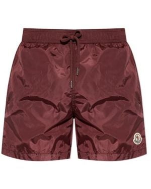 Moncler Logo Patch Swim Shorts - Red