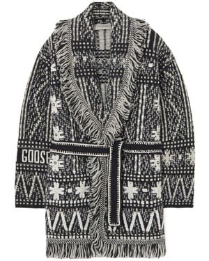 Golden Goose Fringed Belted Cardigan - Grey