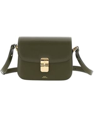 A.P.C. Grace Logo Printed Small Shoulder Bag - Green
