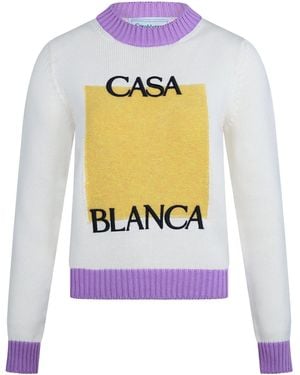 CASABLANCA Blocklogo Contrasttrim Sweater - Gray