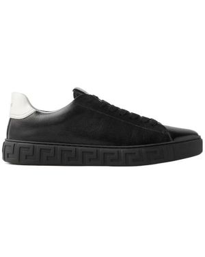 Versace Greca Leather Sneakers - Black