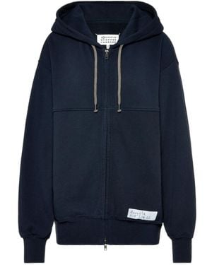 Maison Margiela Cotton Zip Hooded Sweatshirt - Blue