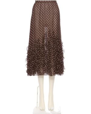 Valentino Ruffled Polka-Dot Skirt - Brown