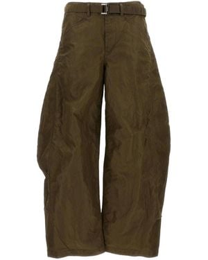 Sacai Pleated Twill Casual Trousers - Green