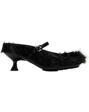 Simone Rocha 60Mm Fur-Trimmed Buckle Mules - Black