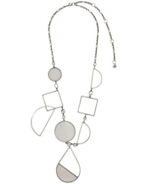 Krizia Rhinestone-Embellished Pendant Necklace - White