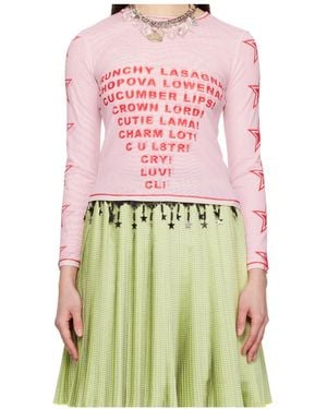 Chopova Lowena Mesh Crew Neck Top - Pink