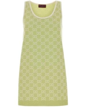 Gucci Monogrammed Intarsia Sleeveless Knit Dress - Green