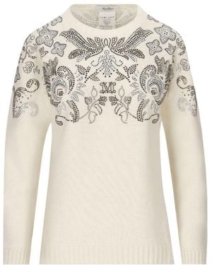 Max Mara Freshly Cut Wool Cashmere Round Neck Jumper - Natural