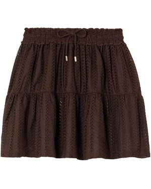 Melissa Odabash Dune Open-Knit Mini Skirt - Brown