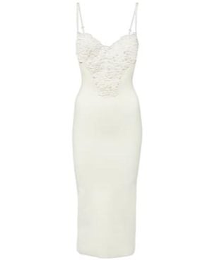 Galvan London Sculpted Spiral Midi Dress - White