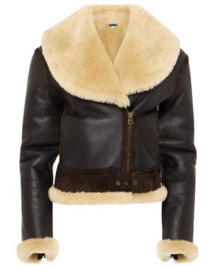 JW Anderson Shearling-Collar Leather Jacket - Black