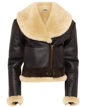 JW Anderson Shearling-Collar Leather Jacket - Black