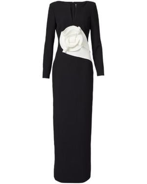 Roland Mouret Floral-Appliqué Crêpe Gown - Black