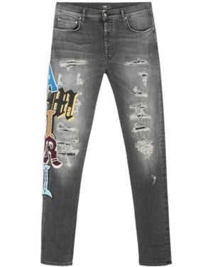 Amiri Appliqué Slim-Fit Jeans - Gray
