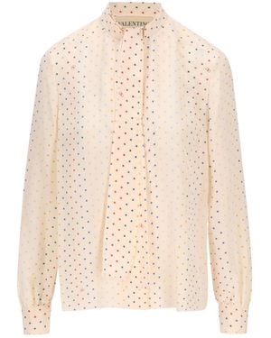 Valentino All-Over Star Printed Long-Sleeved Shirt - Natural