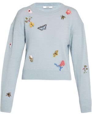 Erdem Embellished Crew Neck Sweater - Blue