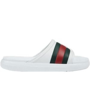 Gucci Web Slide Sandals - White
