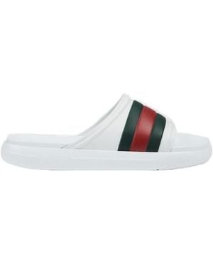 Gucci Web Slide Sandals - White