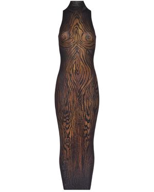 Jean Paul Gaultier The Long Draped Wood Dress - Brown