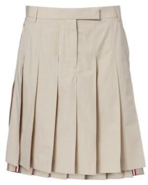 Thom Browne Pleated Cotton Twill Miniskirt - Natural