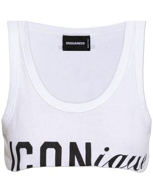 DSquared² Cropped Top With Raw Finish - White