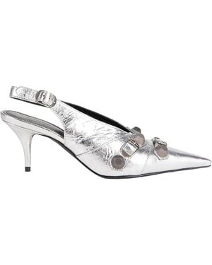 Balenciaga Metallic Pointed-Toe High Heels - White