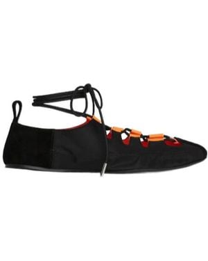 Alaïa Alaïa Fold Lace-Up Flats - Black