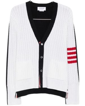 Thom Browne 4-Bar Cable-Knit Cardigan - Black