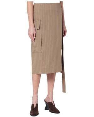 Victoria Beckham Pinstripe Wrap Skirt - Natural