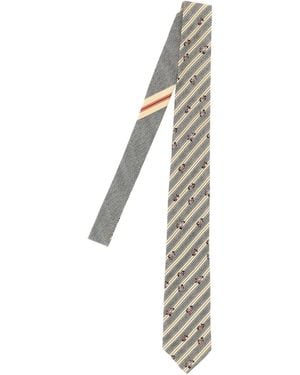 Dries Van Noten Printed Satin Tie - White