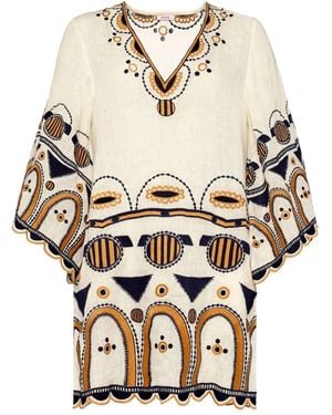 Eres Medaillon Embroidered Midi Dress - Natural