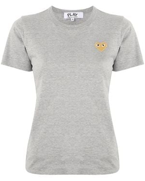 COMME DES GARÇONS PLAY Logo Embroidered Crew Neck T-Shirt - Grey